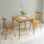 800 높이750 정사각 소형 원룸 신혼 2인용 고무나무 원목 식탁 테이블 의자미포함 : 루시리빙