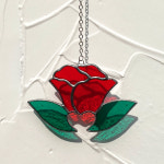 스테인드글라스 유리공예 하트장미 썬캐쳐 : 반짝임 연구소