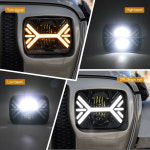 지프 랭글러 YJ 체로키 XJ 트럭용 DRL 방향 지시등 포함 직사각형 LED 헤드라이트 5x7 6x7 인치 2 개 : 구다5