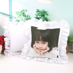 화이트 사진 포토 프릴쿠션 38x38cm 연인 커플 친구 생일선물 귀여운 커버 : 포토릭스