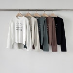 가을 데일리 이너 모달 면스판 레터링 세미 크롭 긴팔 티셔츠 : 이쁜노찜