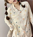 F0047 컬러 하트 지지미  요루면 잠옷세트 홈웨어 학생잠옷 간절기잠옷 가을 봄 잠옷 : 토리잠옷