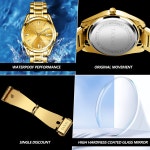 남자시계 TAXAU 골드 시계 오리지널 클래식 쿼츠 방수 스테인레스 스틸 손목시계 : 신촌패션