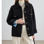 오버핏 카라넥 셔츠 골드단추 야상 자켓 : 프리티레이디스