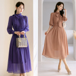 [시크라인] 크리스텔 스카프 하이 넥 셔링 원피스 빅사이즈/오피스룩/하객룩 : 시크라인-CLICLINE