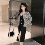 분위기있는 숏 프렌치 두꺼운 데일리 여성 트위드 긴팔 자켓 : 콜드소울