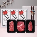 스테이크 박스 3종 선물세트 600g + 4종 시즈닝 소스 설날 선물세트 소고기 부채살 살치살 척아이롤 : 푸드 장