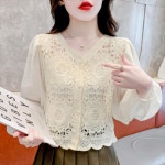 여성 데일리 20대 가디건 어 보세 크로 셰 뜨개질 넥 니트 초가을 모자 : 뉴욕시골총각