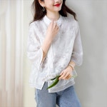여성 데일리 져지 가디건 국가 기울어 진 버튼 셔츠 여름 메쉬 탑 : 뉴욕시골총각