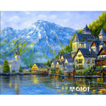 보석십자수 캔버스형 or 패브릭형 바닷가 마을 40x50 3D 원형 큐빅 명화 : 푸아이 십자수