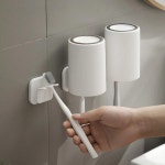 부착형 무타공 화이트 치솔걸이 꽂이 양치컵걸이 : 하우홈즈