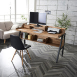 원목 인테리어 데스크 사이드 테이블 다용도 원룸 사무실 공부방 서재 컴퓨터 PC 노트북 모니터 받침대 넓은 선반 철제 스틸 다리 프레임... 