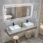 카운터 세면대 더블 더블 세면대 위의 간단한 대리석 더블 세면기 조합 캐비닛 맞춤형 공용 욕실 : 잇템직구몰