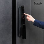 베스틴 지문인식 푸시풀 도어락 IDL-300FWNK 블랙유광 현관문 : 키넷 KEYNET