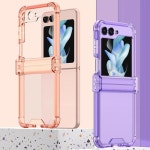 소프트 충격 플립 휴대폰 방지 초박형 투명 폰 케이스 커버 z플립5 힌지 보호 갤럭시 : 블러썸33