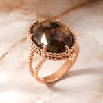 골드팡 14k/18k 시나몬 천연 스모키쿼츠 3종 세트 (목걸이+귀걸이+반지) : 골드팡