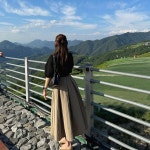 [다림질필요없는] 앞뒤 플리츠 주름 뒷밴딩 플레어 롱스커트 : 포쉬엠