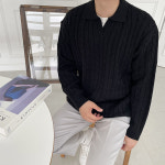 베이직 꽈베기 오픈카라 니트 20대 남자 가을니트 남녀공용 : NABBO