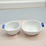 고급진 청화고백자 손잡이 사각공기대접(총2p) : 예나도예공방