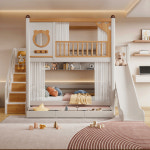 유아 성인 벙커 2층 침대 단단한 나무 이층 이중층 강화 난간 만화 작은 아파트 높고 낮 : 원소셜네트워크