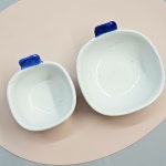 고급진 청화고백자 손잡이 사각공기대접(총2p) : 예나도예공방