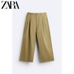 ZARA 자라 남자 주름 장식이 있는 신축성 있는 허리 부분이 있는 루즈한 바지 9621755 707 : 타오바오 스토어
