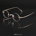 노바 H3037 C2 골드 가벼운 티타늄 알작은 힙한 패션 무테 안경 : 오마이선글라스 코리아