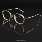 노바 핸드메이드 아이템 H3115 C2 골드 투명 옐로우 티타늄 일본안경테 남녀공용 안경 : 오마이선글라스 코리아