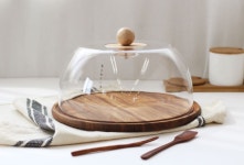 아카시아홈 빵보관함 케이크진열장 원형돔플레이트 푸드커버세트 : 아카시아홈