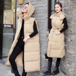 따뜻한 다운 긴 겨울 코트 스노우 면 퍼퍼 롱패딩 후드 패딩 파카 웨어 조끼 가을 여성 : 다사Go