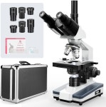 현미경 Vabiooth Lab 복합 삼안 40X-2500X 배율 2층 기계식 스테이지 광시야 10X 및 25X 접안렌즈 애완동물 병원 실험실 농장에 호환되는... 