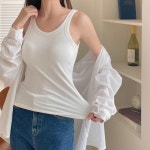 캡내장 여성 메리야스 브라캡 런닝 브라탑 민소매 나시 캐미솔 R타입 : MIBRE