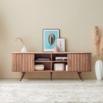 슬라이드 도어 거실장 1800 (월넛컬러) : 노송가구몰