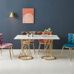 골드 다용도 탁자 폭 좁은 공간 주방 카페 식당 탕비실 가게 휴게실 음식점 사무실 오피스 공간활용 리빙 다이닝 스틸 철제 프레임 마블 무늬 오크... 