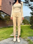 수입의류 새틴 스판 만능 데일리 9부 슬랙스 (highqual) P0032 : 블랑누아 BlancNoir