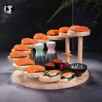 뷔페 계단식 플레이트 나무 초밥 일식 사시미 스시 접시 : 무브투글로벌