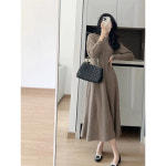 니트 원피스 트위드 뷔스티에 홀복 가을 겨울 프렌치 하이 콜드 로얄 자매 스타일 스웨터 : 잇템직구몰