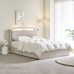 HWF26B LED 1단수납 패브릭 침대프레임 킹 : 히트가구