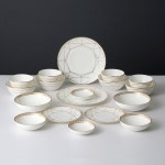 한국도자기 프라우나 본차이나 젬컷 홈세트 18p 4인용 명품 24k 골드 그릇 공기 대접 : 케이-애드