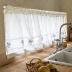 코지코튼 코지블루 자수 롱바란스 6size, 주방가리개,차박커튼 : 코지코튼