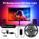 모니터 램프 몰입형 RGBIC LED 스트립 PC 배경 컴퓨터 조명 USB 5V 화면 컬러 싱크 스마트 컨트롤 앰비언트 장식 : 엠엔제이03