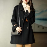블랙 트렌치 코트 가을 겨울 긴팔 루즈 모직 을위 봄 : 최저가 가격