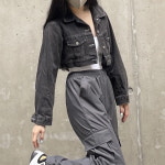 여성 유니크한 힙한 스타일 크롭 데님 청자켓 : 투웬티나인