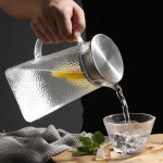 내열 유리 2리터 투명 물병 냉수 주전자 대용량 세트 성 고온 가정용 컵 망치로 차 냉장 : 청일마켓