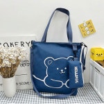 에코 호보 쇼퍼백 학생 곰돌이 여행 피크닉 비치 캔버스 보조 사이드포켓 베어 귀여움 : 다뫄