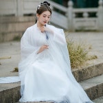 여성 흰색 소복 한복 드레스 공연 복 중국 전통 선녀 : 드림컴퍼니4