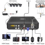 CCTV 홈캠 매장 가정용 현관 방범용 5 in 1 AHD 카메라 비디오 녹음기 야외 보안, 4CH CCTV 시스템, 카메라 이메일 알람, 5MP, 1080P... 
