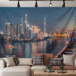 풍경 패브릭 포스터 가짜 창문 배경 벽인테리어 두꺼비집가리개 시티 야경 초대형 배경 : 섬녀상회