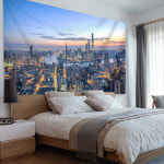 풍경 패브릭 포스터 가짜 창문 배경 벽인테리어 두꺼비집가리개 시티 야경 초대형 배경 : 섬녀상회