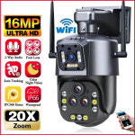 CCTV 홈캠 매장 가정용 현관 방범용 울트라 16MP 8K 와이파이 PTZ IP 감시 보안 카메라, 4 렌즈 카메라, 20X 줌 AI 자동 추적 비디오카메라... 